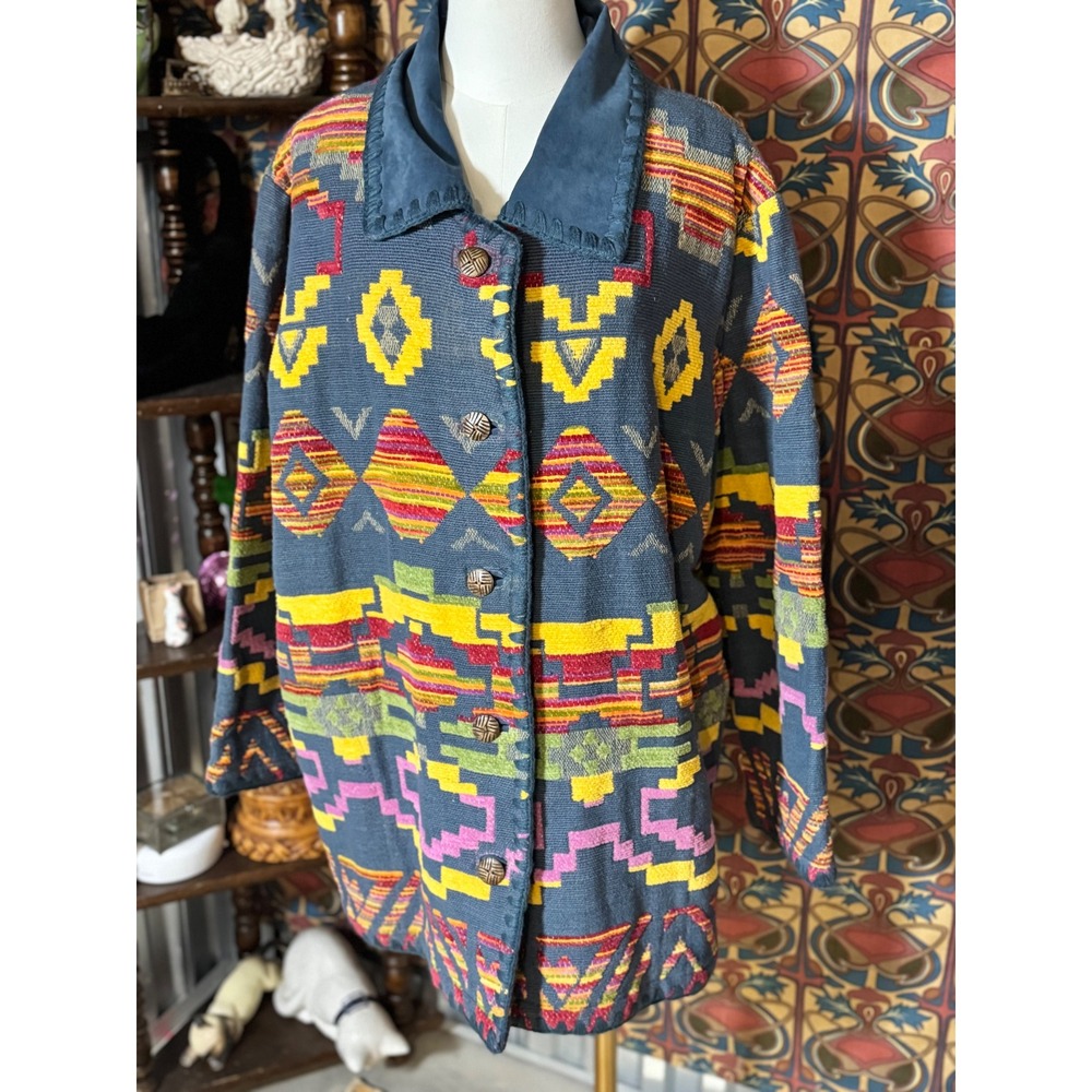 Cedar‎ Canyon Southwest Style Tapestry Jacket 1X Button Front Aztec Coat